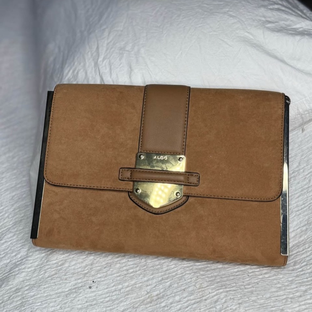 Aldo Brown Clutch with Gold Details